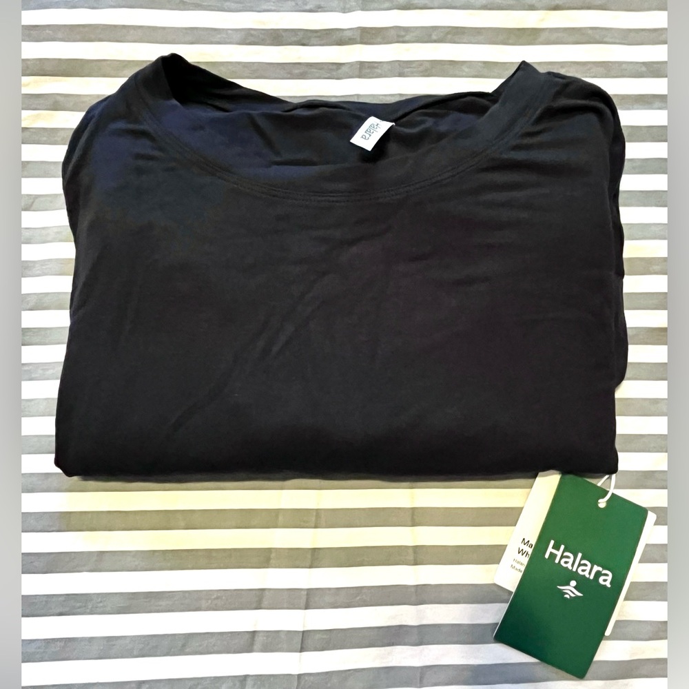 HALARA Round Neck Long Sleeve Work Top Black Size L NWT